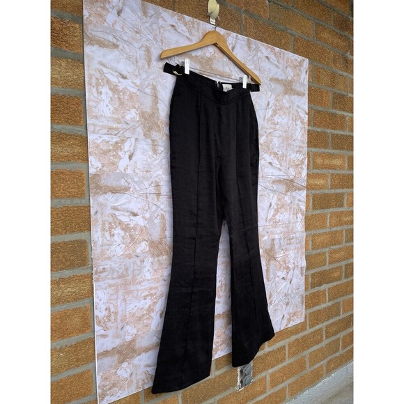 Aje Black Linen-Blend Elements Flared Pant, Brand Size 8 - Picture 6 of 12